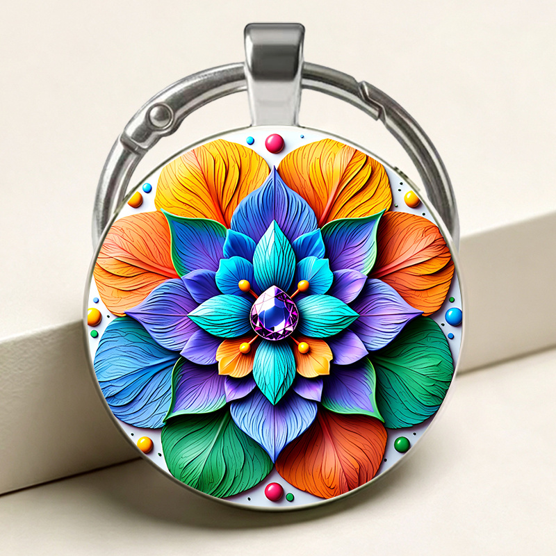 Iridescent Lotus Theme Keychain